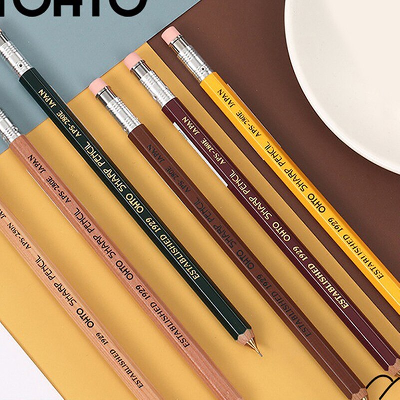 Hexagon Wood Mechanical Pencil Japanese Stationery Kawaii Pencil School Student